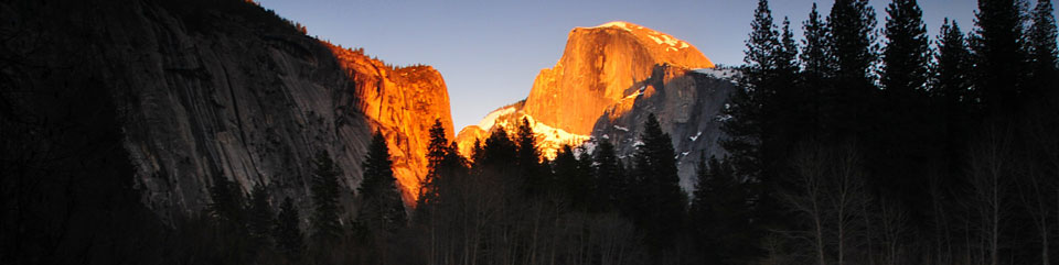 View of Half Dome and Washington Column in Yosemite Valley