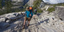 Person hiking on a trail Person hiking on a trail