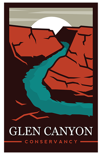 Glen Canyon Conservancy logo featuring illustration of turquoise river flowing through canyon