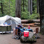 Father and son camping at Jedediah Smith Campground