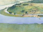 Painting of Ferry Hill landscape