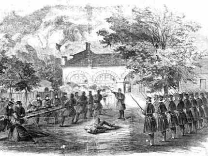 Period print of storming by Marines of 