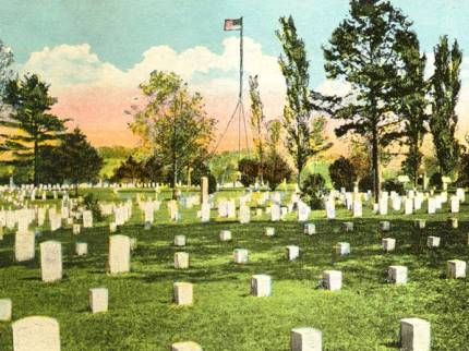 Turn-of-the-century postcard view of the Shiloh National Cemetery
