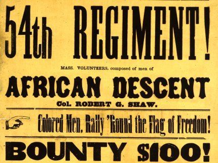 Recruitment poster for 54th Massachusetts Infantry