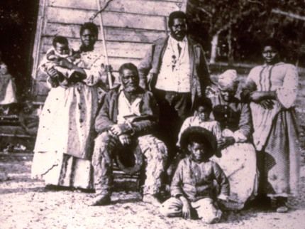 Photo of African American refugee family