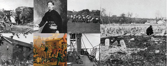 Scenes of people around Civil War era Richmond