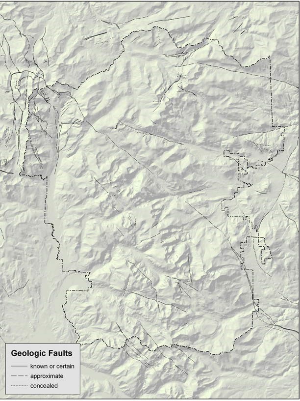 a map of known geologic faults in Rocky Mountain National Park