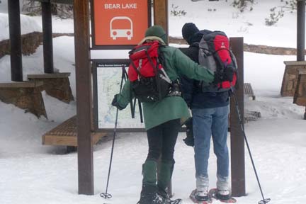 Snowshoers at Bear Lake Trailhead