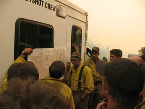 Photo crew preparing for day's assignment