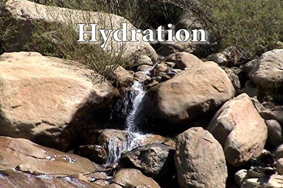 Photo waterfall at alluvial fan and hydration logo
