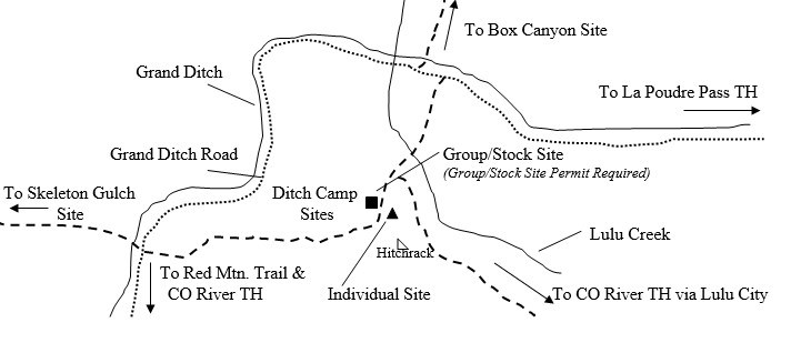 Drawing of Ditch Camp Group Campsite Location