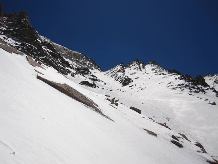 This is an image of the Trough on Longs Peak on May 11, 2013. 
