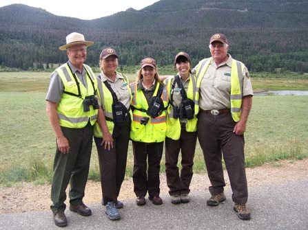 Photo of volunteers working together in the park. 