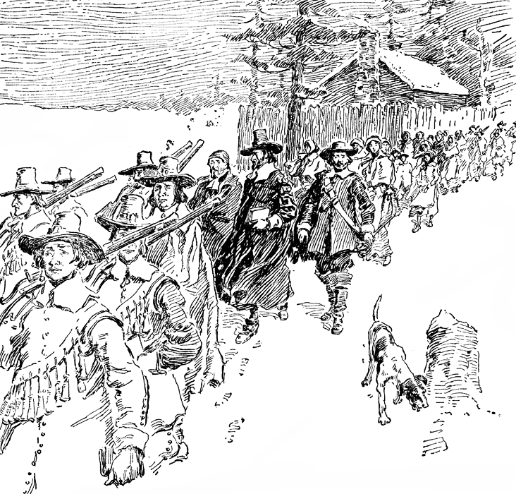 Pilgrims marching