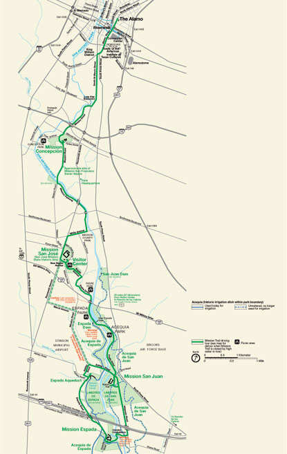 Click for a downloadable Map of San Antonio Missions National Historical Park
