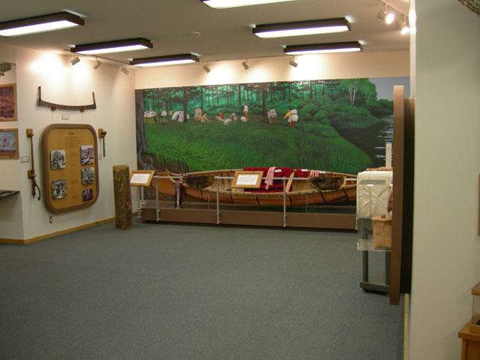 birchbark canoe and logging exhiibts