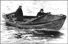 A power dory on the cod grounds. Captain John Shields of the schooner Sophia Christenson is in the bow. G7.14, 734n A power dory on the cod grounds. Captain John Shields of the schooner Sophia Christenson is in the bow. G7.14, 734n