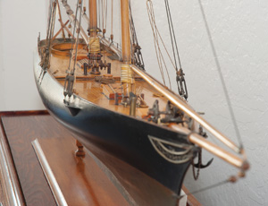 A scale model of the yacht AMERICA. 