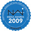 Round, blue logo for the NAI media award.