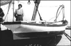 The C. A. Thayer's yawl boat. This photo was snapped at San Pedro in 1950. D9. 7,883n The C. A. Thayer's yawl boat. This photo was snapped at San Pedro in 1950. D9. 7,883n