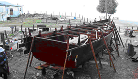 The <i>Grace Quan</i> under construction at China Camp State Park. The <i>Grace Quan</i> under construction at China Camp State Park.