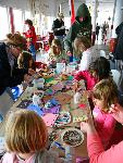 Kids working with arts and crafts.