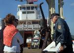 Park Volunteer Bernie Barden on Hyde Street Pier.