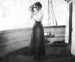 Mrs. Tapley taking a sight using a sextant