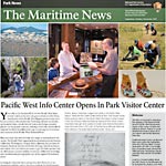The colorful front page of the park newspaper called The Maritime News.