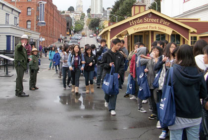 Group of students on Hyde Street Pier.