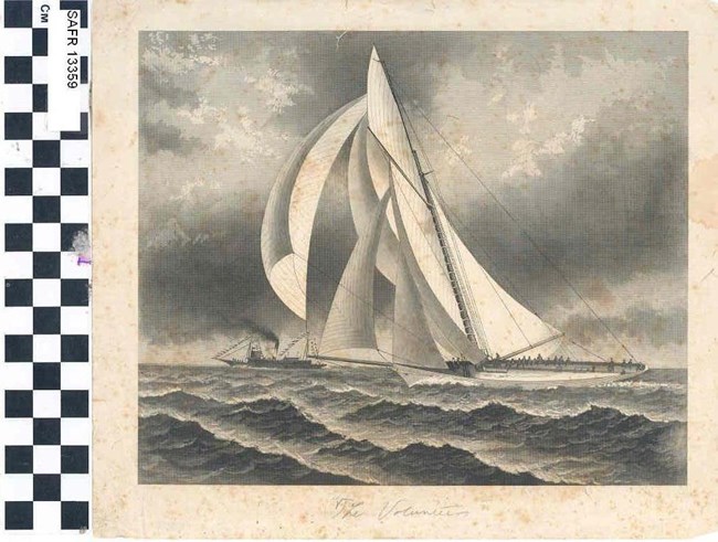 Engraving of yacht Volunteer (SAFR 13359)