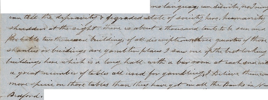 HDC0079 (SAFR 14287): From page 1 of a personal letter, written by Humphrey Anthony to his wife on 14 March 1850 from San Francisco, Calif.