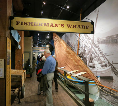 Part of the exhibit showing a section of a felucca fishing boat.