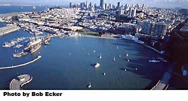 An aerial view of San Francisco Maritime National Historical Park.