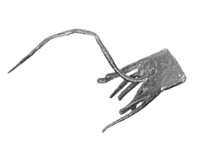 Flat bar of iron with slit end was found during the archeological work.
