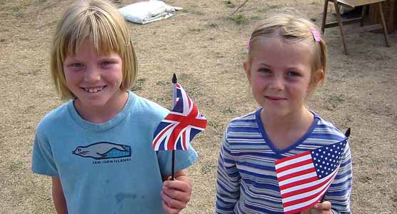 girls with flags