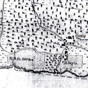 U.S. Army map showing camp in relationship to Belle Vue Sheep Farm.