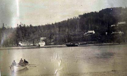 Royal Marines in rowboat in Garrison Bay.