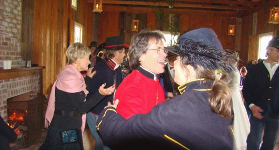 Darlene Wahl and Francis Smith cut a rug at the 2007 Holiday Social in the Royal Marine Barracks at English Camp.