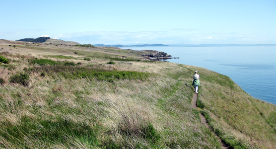 American Camp's prairie bluff trail along Strait of Juan de Fuca