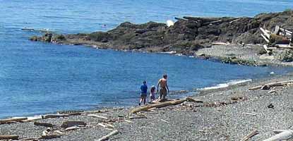 People on beach at American Camp.