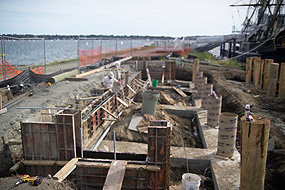 Construction on the foundation of Pedrick Store House