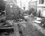 the backyard of the house, dug up for archaeology