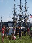 Children playing games on Derby Wharf