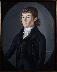 portrait of a young man in late 18th century clothing.