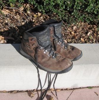 This pair of well-broken in hiking boots has seen many miles of trail. Are your boots broken in?
