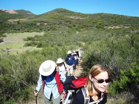 Hikers travel along the Backbone Trail