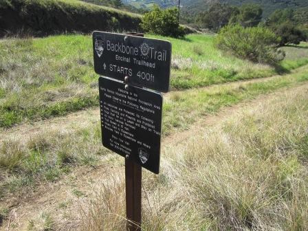 Backbone Trail sign at the Encinal Trailhead