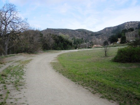 Turn 1 of the Paramount Ranch racetrack is now used as a hiking trail.