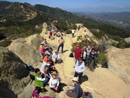 2012 Backbone Trail Hikers taking a break among the rocks at Corral Canyon.